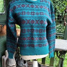 Vintage Shetland Wool Fairisle Jumper 100% Wool size M
