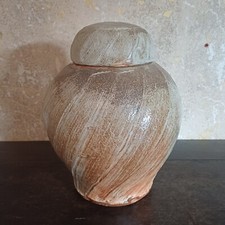 Large Ruthanne Tudball thrown wood fired soda glazed stoneware lidded jar