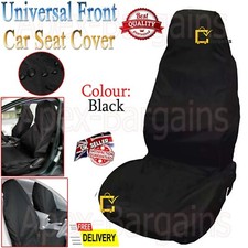 Universal Front Car Seat Cover 140cm Driver Passenger Black Heavy Duty Protector
