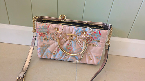 Pink quilted butterfly faux - pink,