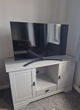 Next Home TV Cabinet, Solid Wood Hand Painted In Pebble Grey