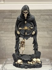 Mystical Creations Grim Reaper Swinging Skeleton Pendulum Halloween Gothic Clock