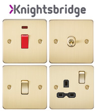 Knightsbridge Flat Plate Brushed Brass Full Range, Switches, Sockets & Dimmers!