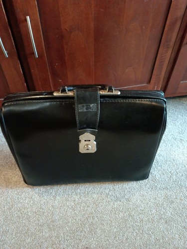 Vintage black leather bag - black,