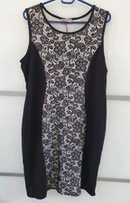 Pippa Dee Black & White Lace Panel Midi Dress Size 18 (Occasion, Party, Wedding)