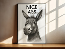 Funny Donkey Wall Art Print