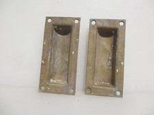 Vintage Brass Cabinet Drawer Cup Pulls Old Cupboard Sliding Door Handles Antique