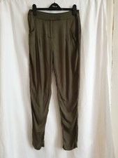 Full Circle Khaki Green Viscose Skinny Trousers Size 26 L UK 8 