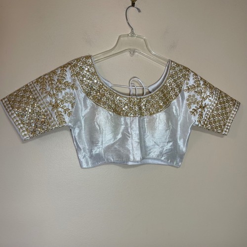White gold embroidered - embroidered, saree