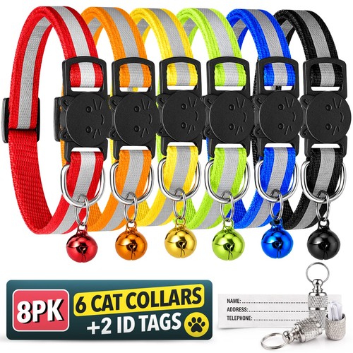 6pk reflective cat collars - cat,