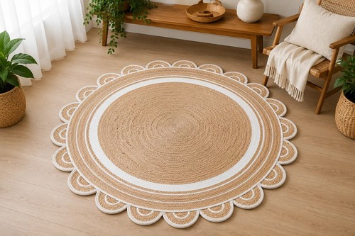 Rug jute round natural - round,