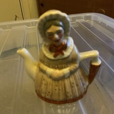 Artone Old Lady Tiny Teapot In  brown Dress And Bonnet