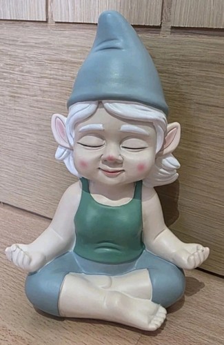 Meditating yoga gnome resin - yoga,
