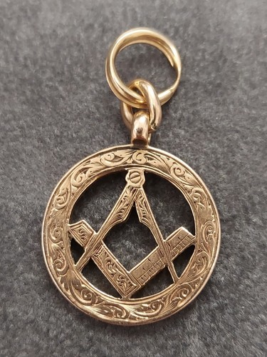 Antique 9ct solid - gold, masonic