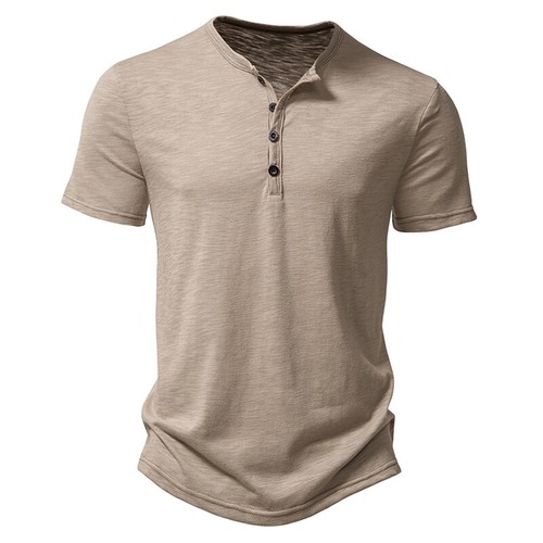 Mens summer solid button - solid, v