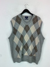 Blue Harbour Grey Argyle Jumper Vest Sleeveless V-Neck Extrafine Lambswool XL