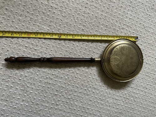 Antique brass bed warming pan - brass,