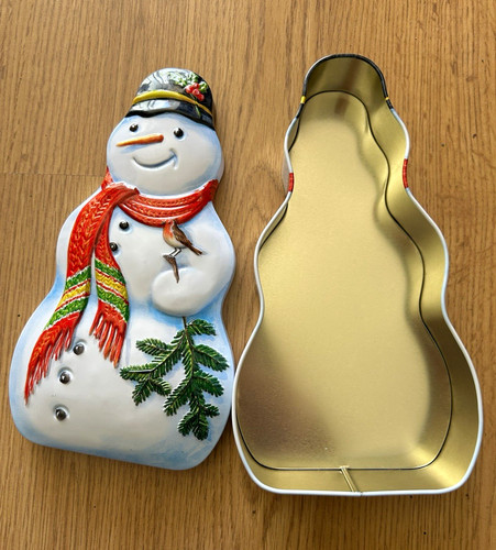 Empty snowman tin decorative - empty,
