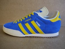 Adidas Originals Samba Super Royal Blue Suede CUSTOM Lemon Yellow Stripes