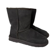 Emu Bronte Ankle Grey/Brown Suede Merino Wool Ukala Boots Slipper W 12 M 10 Aust