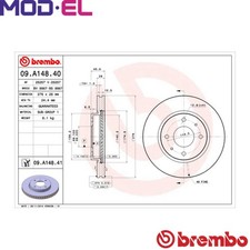 2x BRAKE DISC 09.A148.41 FOR MITSUBISHI LANCER/CARGO/Van/VII GALANT/VIII 2.0L
