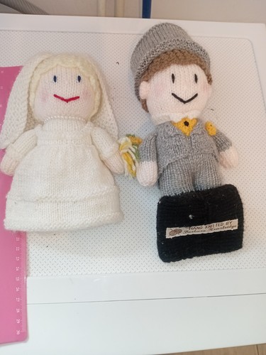 Hand knitted bride and groom - knitted,