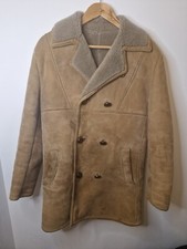 Vintage Nursey Sheepskin Shearling Double Breasted Del Boy Coat