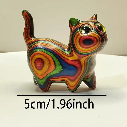 Painted wooden kitten - painted,