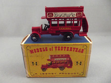 Matchbox Yesteryear Y-2 BType London Bus BLACK WHEELS- Navy Blue Driver VG BOXED