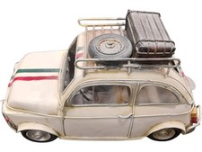 Vintage Model Car Fiat 500 Diecast Italian Flag Roof Luggage