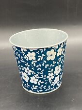 IKEA Muskotnot Blue White Floral Galvernised Metal Planter Flower Pot  12cm Tall