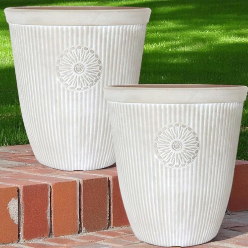 Tall white ribbed - tall, pot