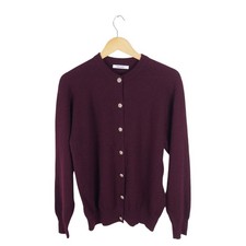 Johnstons Of Elgin Women's Burgundy Wool Cardigan Size 40 Chest