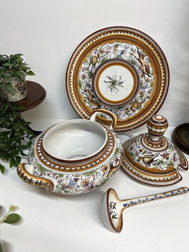 Large hand painted faience - hand-painted,