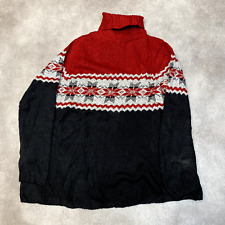 Vintage Knitted Jumper Womens Large Nordic Fair Isle Knit Scandi Sweater, Black