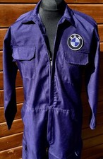 Retro BMW Badged Zip Front Navy Boiler Suit Polycotton Overalls L 42-45" Chest