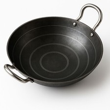 REGRO TIGER Heavy-Duty Iron Karahi – Traditional Indian Wok – 25cm Frying Pan