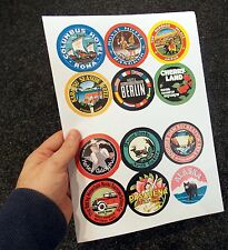 12 Reproduction vintage LUGGAGE STICKERS - decorate old suitcase steamer trunk