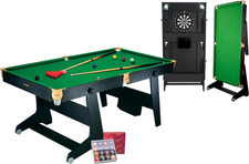 6Ft, 3-In-1 Folding Snooker &