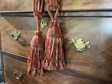 LARGE Vintage double rope country house tassel curtain tie back  gold terracotta