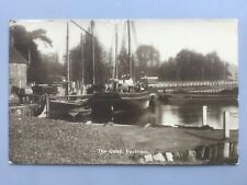 Fareham Quay scene boats, horse cart and a tram (Sweasey) RP postcard Hampshire