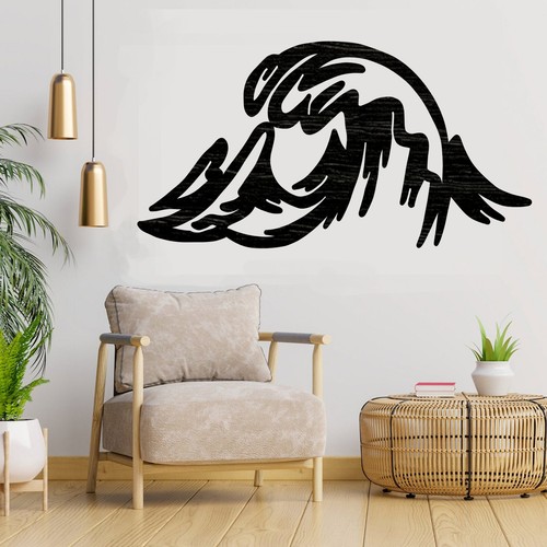 Wave cut out wood plaque - wave, out,