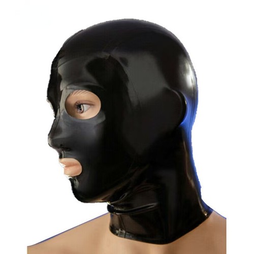 Black latex rubber gummi hood - black,