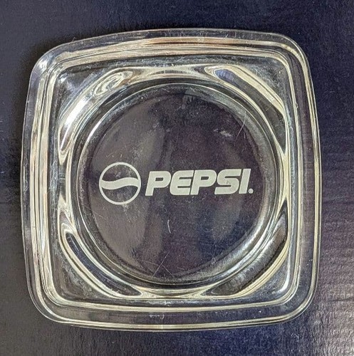 Pepsi glass square ashtray - glass,