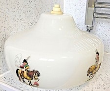 VINTAGE NORMAN THELWELL PONY HORSE LGE GLASS PENDANT LIGHT SHADE LAMP 5 SCENES 