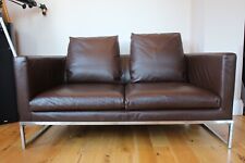 Designer B&B italia 2 seater brown leather sofa contemporary modern RRP £7000