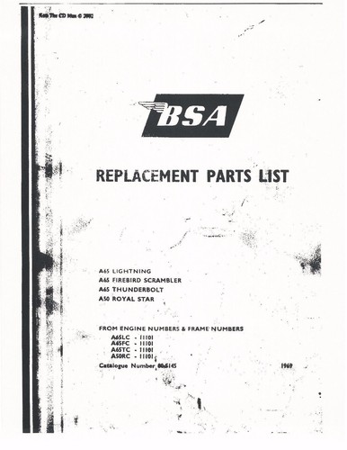 Bsa parts manual book 1969 - bsa, a50