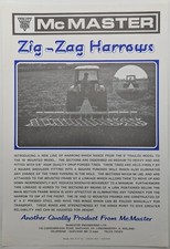 Original McMaster Zig-Zag Harrows 1 Sheet Brochure, c 1980's