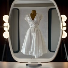 UK 14 TED BAKER WHITE-COTTON WRAP DRESS W/ EMBROIDERY DETAIL (TB 4) US 10 (EU 42