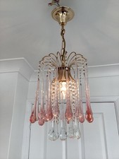 Pink Murano Glass Teardrop Droplet Chandelier Ceiling Light No 2
